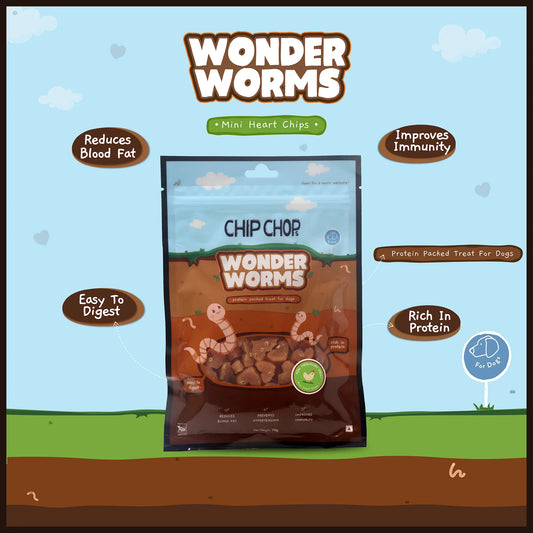 Chip Chops Wonder Worms Mini Chicken Hearts 70 gm