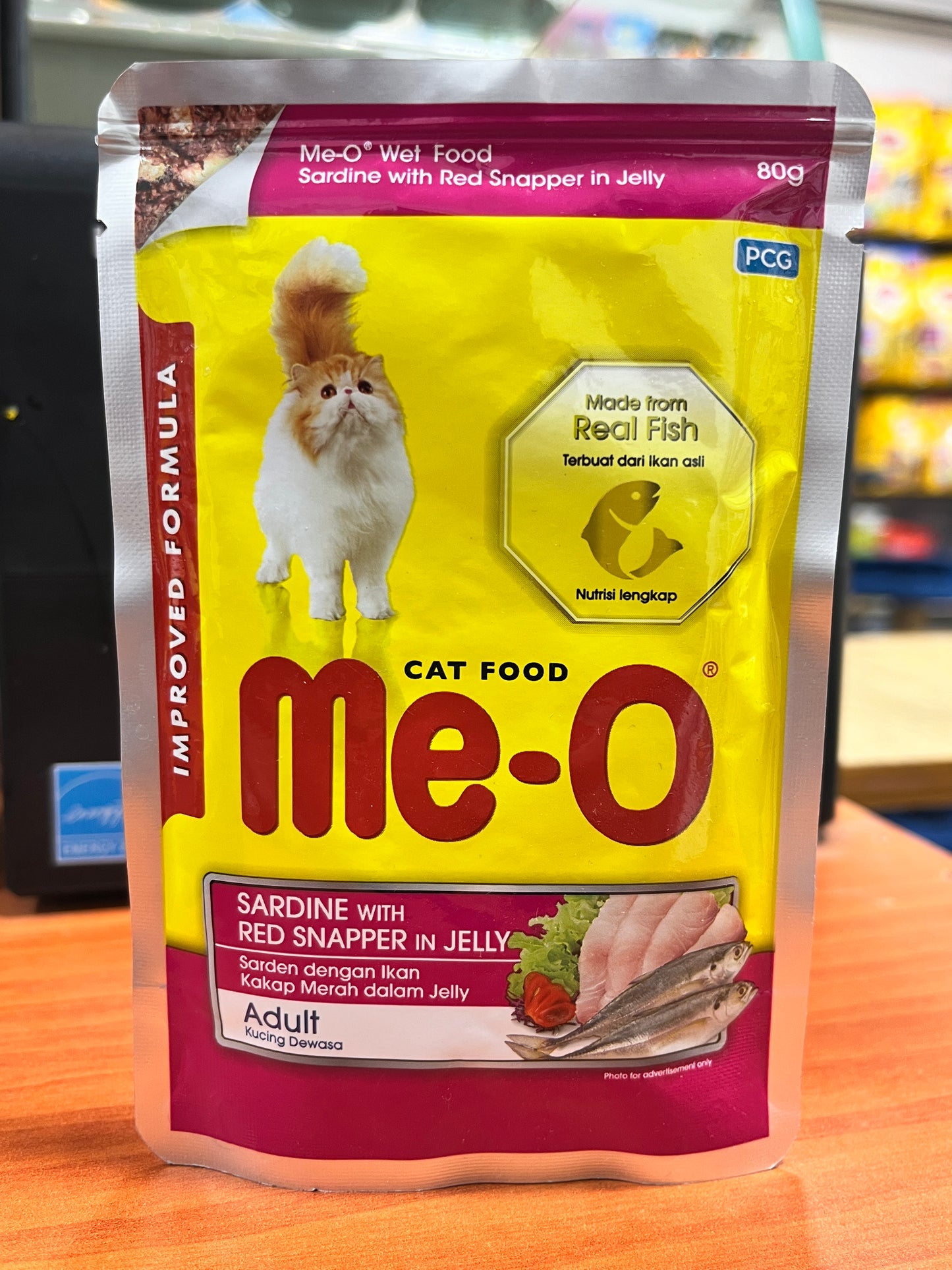 Me-O Cat Wet Food (Adult Sardine With Red Snapper in Jelly) 80 gm